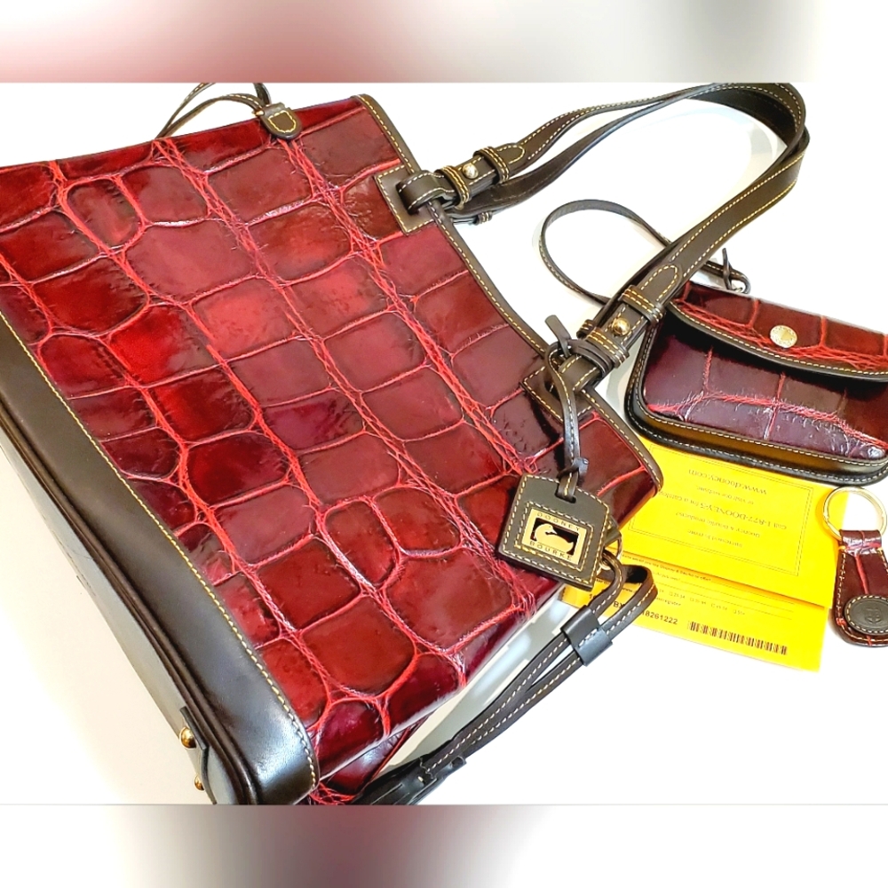 Dooney & Bourke Red and Brown Shoulder Bag